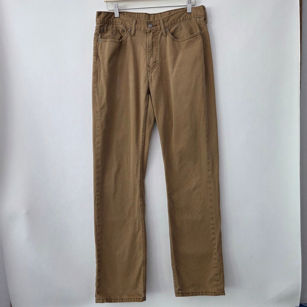 Levi's‎ 514 Straight Fit Pants Tan Khaki Cotton Trousers Mens 34x34